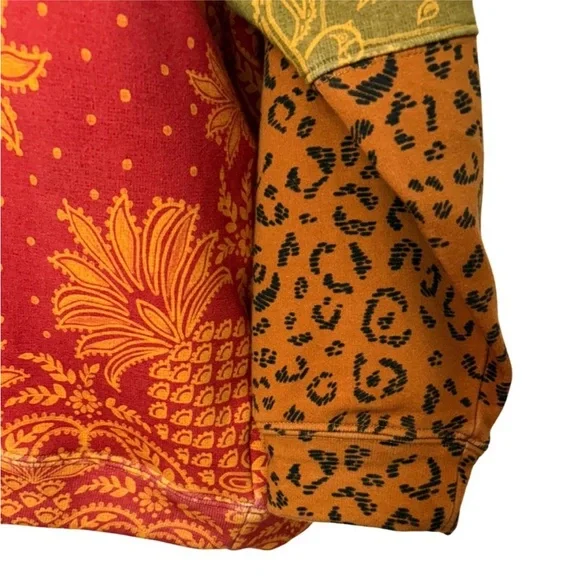 FARM Rio Bandana Mixed Leopard Floral Patchwork Oversized Sweatshirt, sz S, 🐆 🌼 - Picture 3 of 7